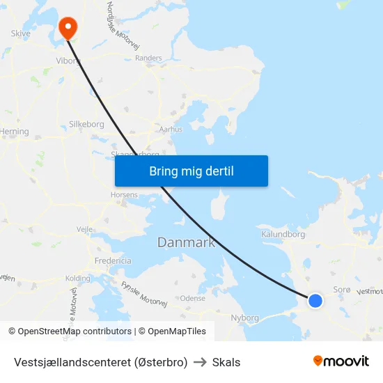 Vestsjællandscenteret (Østerbro) to Skals map