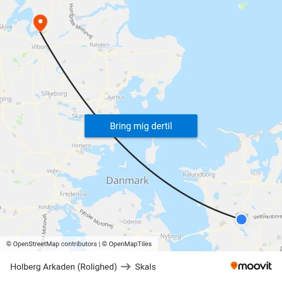 Holberg Arkaden (Rolighed) to Skals map