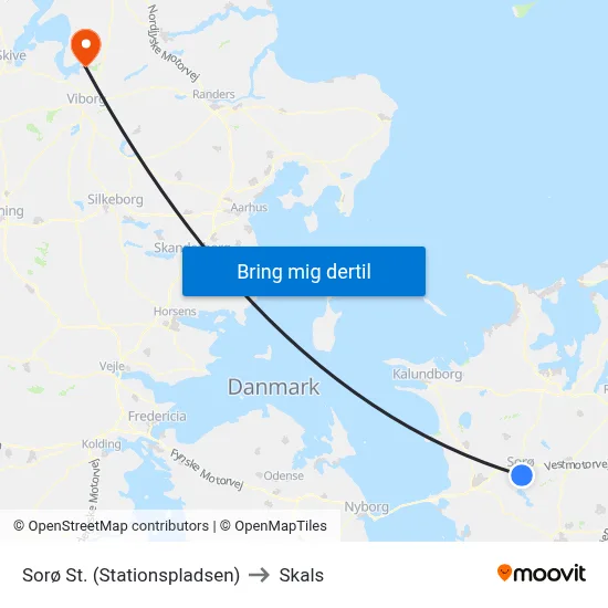 Sorø St. (Stationspladsen) to Skals map