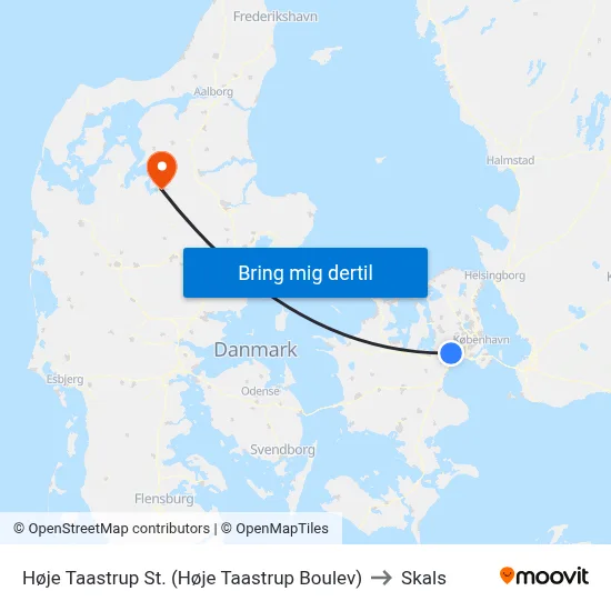 Høje Taastrup St. (Høje Taastrup Boulev) to Skals map