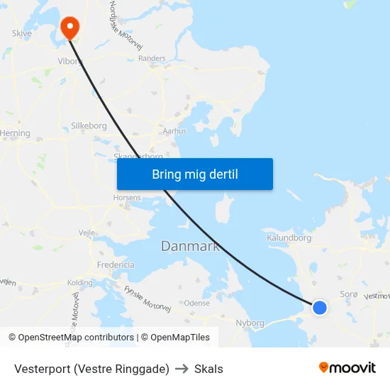 Vesterport (Vestre Ringgade) to Skals map