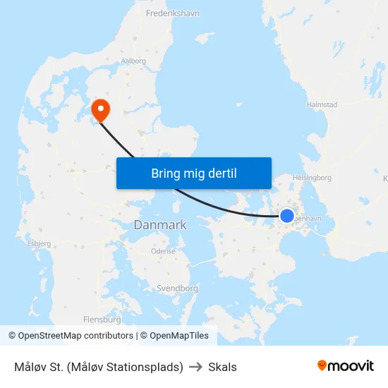 Måløv St. (Måløv Stationsplads) to Skals map