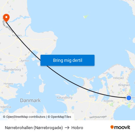 Nørrebrohallen (Nørrebrogade) to Hobro map