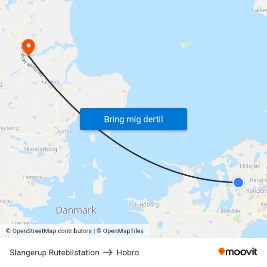Slangerup Rutebilstation to Hobro map