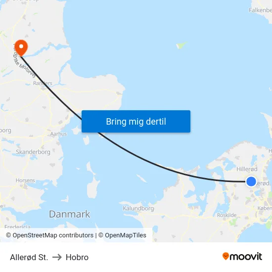 Allerød St. to Hobro map