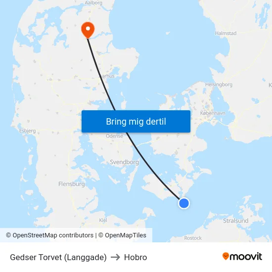 Gedser Torvet (Langgade) to Hobro map