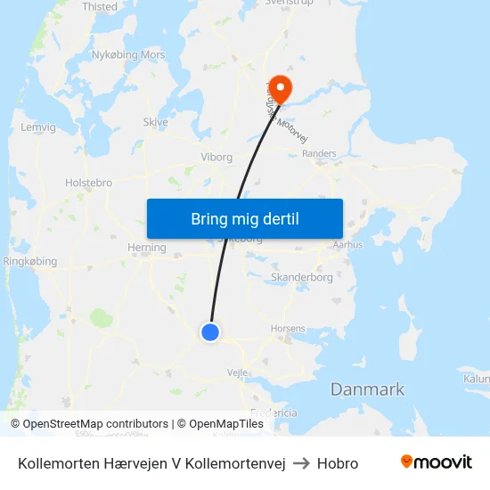 Kollemorten Hærvejen V Kollemortenvej to Hobro map
