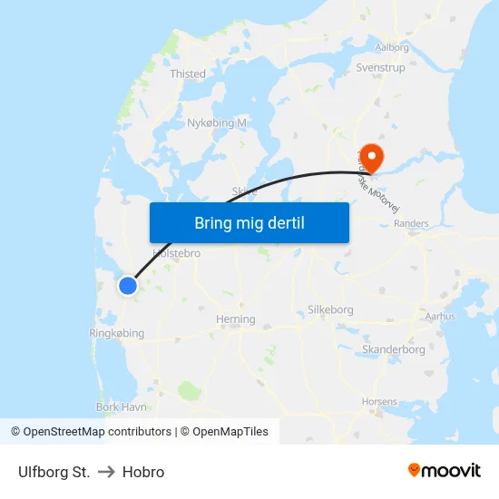 Ulfborg St. to Hobro map