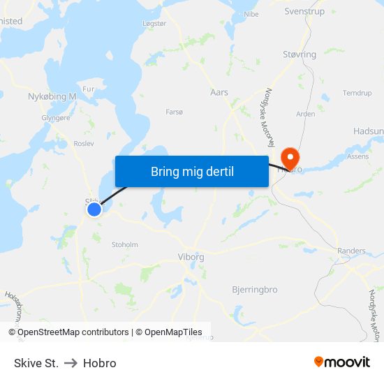 Skive St. to Hobro map