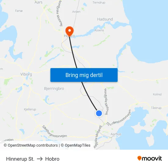 Hinnerup St. to Hobro map