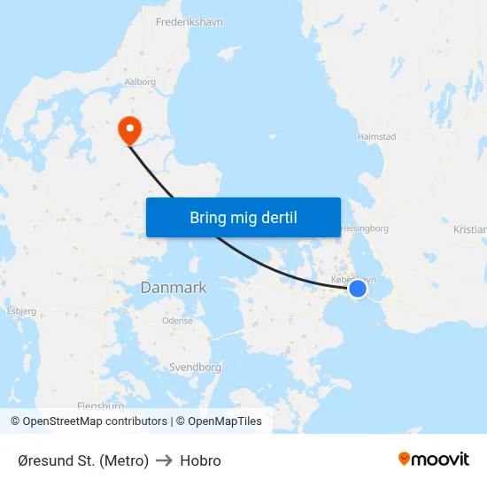 Øresund St. (Metro) to Hobro map