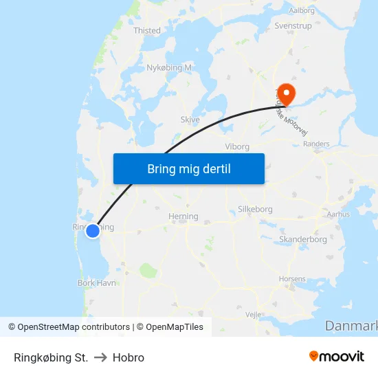 Ringkøbing St. to Hobro map
