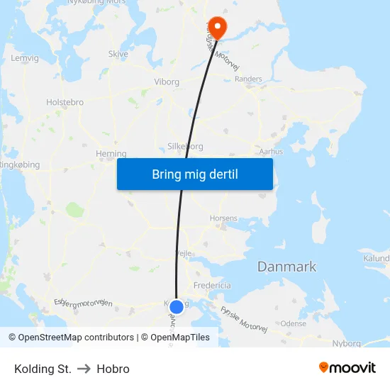 Kolding St. to Hobro map