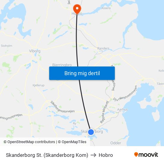 Skanderborg St. (Skanderborg Kom) to Hobro map