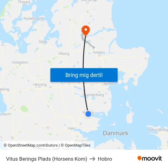 Vitus Berings Plads (Horsens Kom) to Hobro map