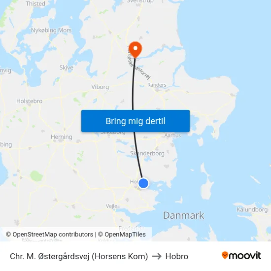 Chr. M. Østergårdsvej (Horsens Kom) to Hobro map