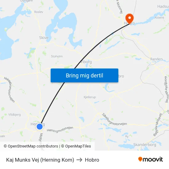 Kaj Munks Vej (Herning Kom) to Hobro map