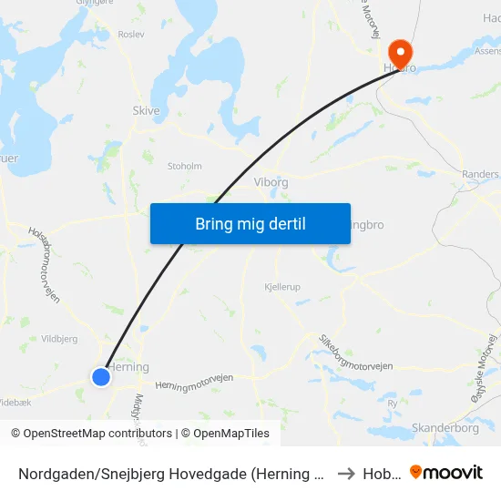 Nordgaden/Snejbjerg Hovedgade (Herning Kom) to Hobro map