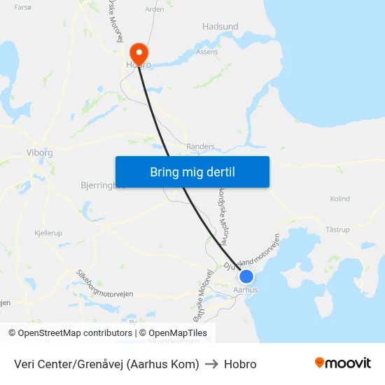 Veri Center/Grenåvej (Aarhus Kom) to Hobro map