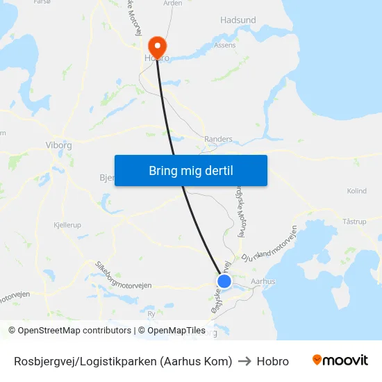 Rosbjergvej/Logistikparken (Aarhus Kom) to Hobro map