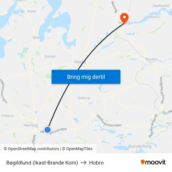 Bøgildlund (Ikast-Brande Kom) to Hobro map