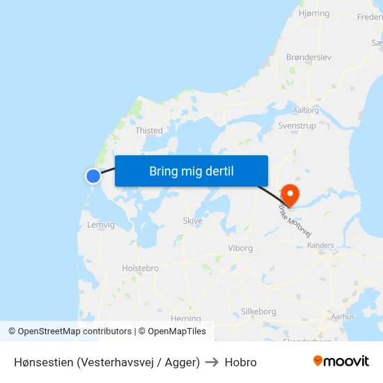 Hønsestien (Vesterhavsvej / Agger) to Hobro map