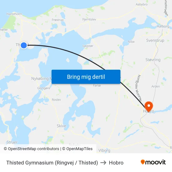 Thisted Gymnasium (Ringvej / Thisted) to Hobro map