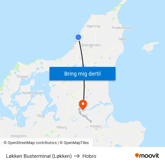 Løkken Busterminal (Løkken) to Hobro map