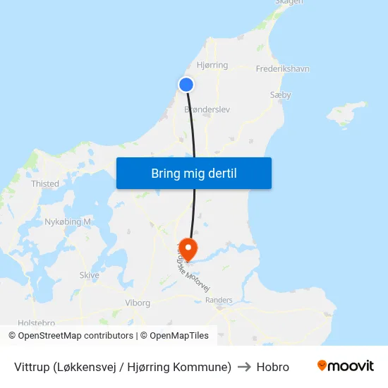 Vittrup (Løkkensvej / Hjørring Kommune) to Hobro map