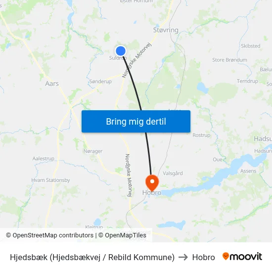 Hjedsbæk (Hjedsbækvej / Rebild Kommune) to Hobro map