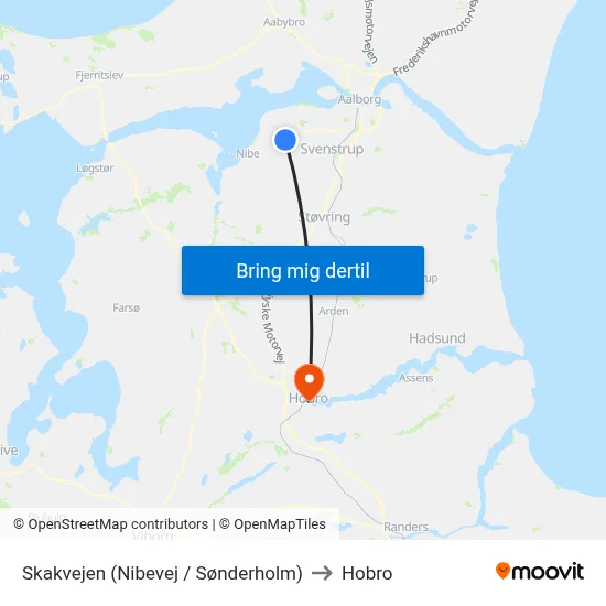 Skakvejen (Nibevej / Sønderholm) to Hobro map