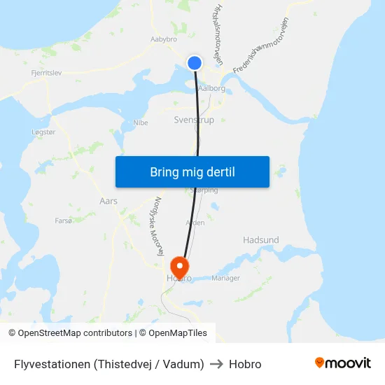 Flyvestationen (Thistedvej / Vadum) to Hobro map