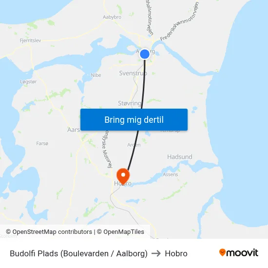 Budolfi Plads (Boulevarden / Aalborg) to Hobro map