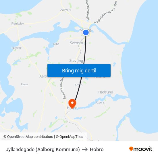 Jyllandsgade (Aalborg Kommune) to Hobro map