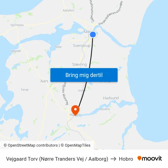 Vejgaard Torv (Nørre Tranders Vej / Aalborg) to Hobro map