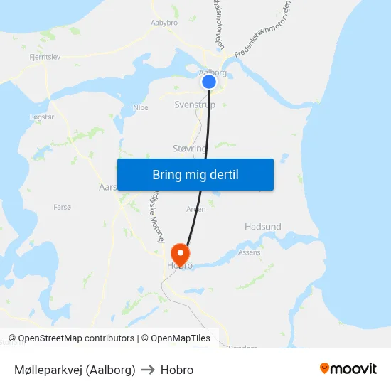 Mølleparkvej (Aalborg) to Hobro map