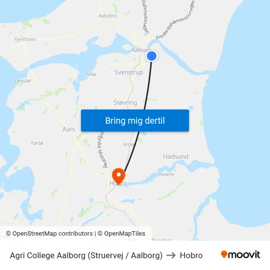 Agri College Aalborg (Struervej / Aalborg) to Hobro map