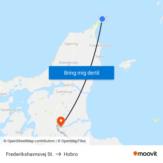 Frederikshavnsvej St. to Hobro map