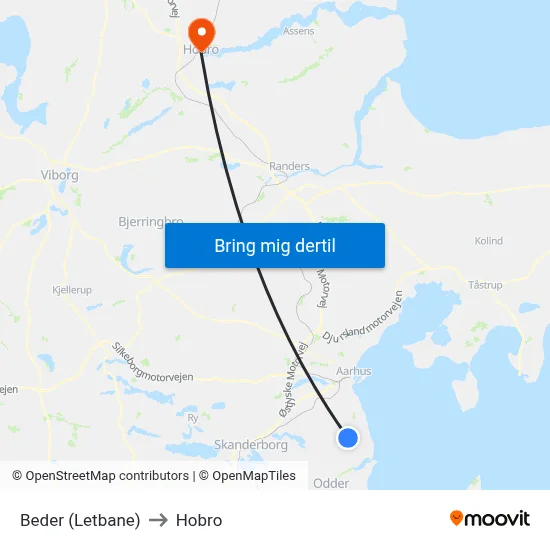 Beder (Letbane) to Hobro map