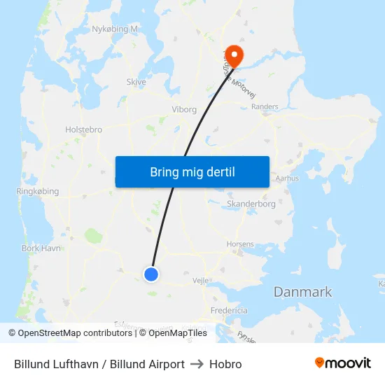 Billund Lufthavn / Billund Airport to Hobro map