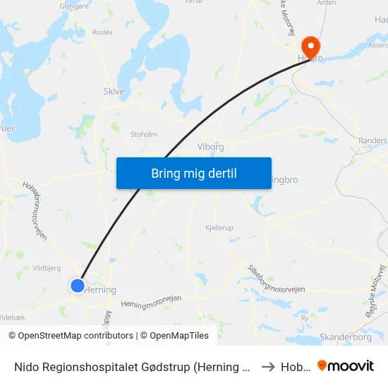 Nido Regionshospitalet Gødstrup (Herning Kom) to Hobro map