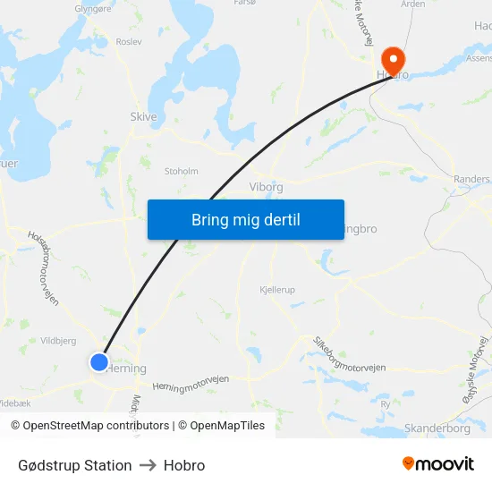 Gødstrup Station to Hobro map
