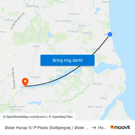 Øster Hurup V/ P-Plads (Solbjergvej / Øster Hurup) to Hobro map