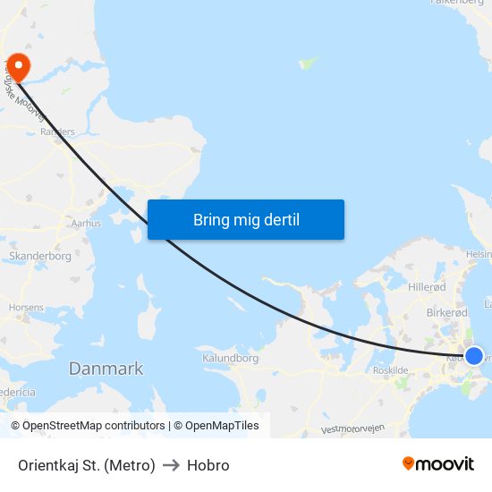 Orientkaj St. (Metro) to Hobro map