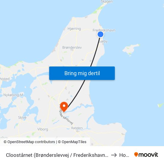 Cloostårnet (Brønderslevvej / Frederikshavn Komm.) to Hobro map