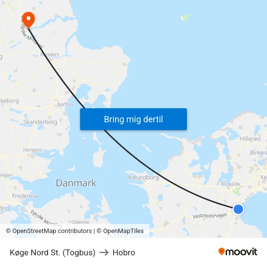 Køge Nord St. (Togbus) to Hobro map