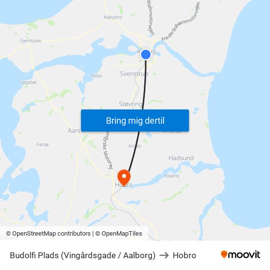Budolfi Plads (Vingårdsgade / Aalborg) to Hobro map