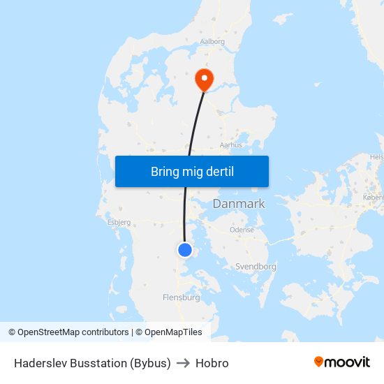 Haderslev Busstation (Bybus) to Hobro map