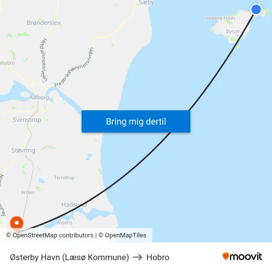 Østerby Havn (Læsø Kommune) to Hobro map