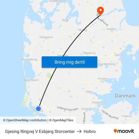 Gjesing Ringvej V Esbjerg Storcenter to Hobro map